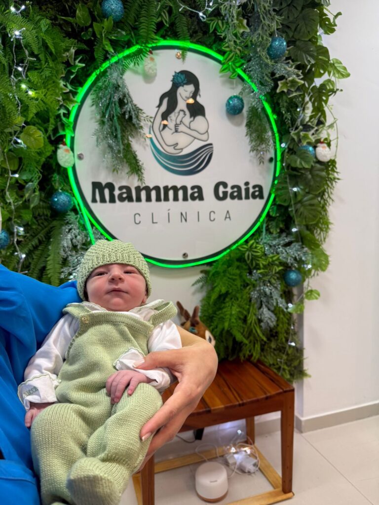 Recém-nascido na recepção da Clínica Mamma Gaia